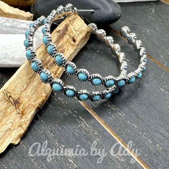Alquimia by Ady Silver and Turquoise Earrings - Picture 1 of 6